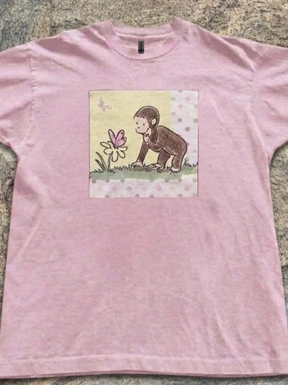 Gildan Pink Curious Monkey Graphic Tee